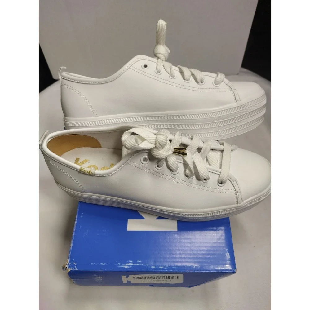 Keds Triple Up Leather White Platform Sneakers WH61626 Womens 8.5 M